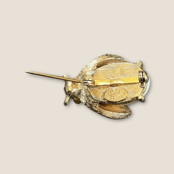 Kenneth J Lane Gold-Tone Bee Brooch With Faux Pearl & Crystal Accents 1"x1.5" - Picture 4 of 4